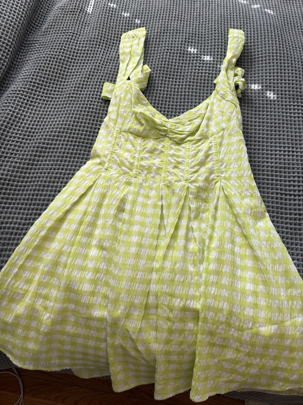 For Love And Lemons Lime and White Gingham Dress NWT - Picture 2 of 5